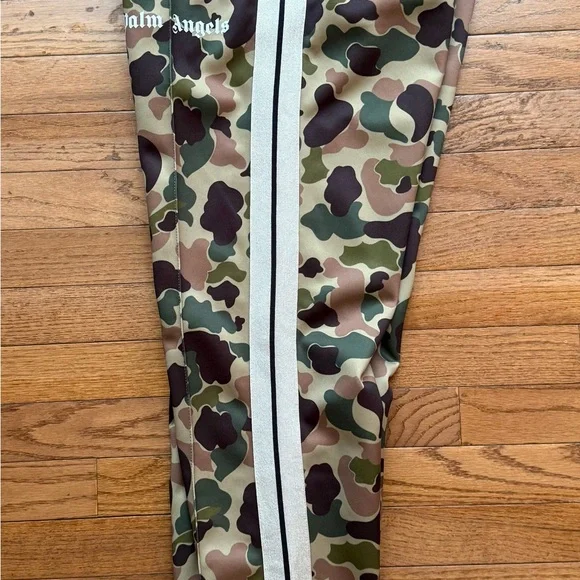 Palm Angels Camo Track Pants in Green, Brown, Black
